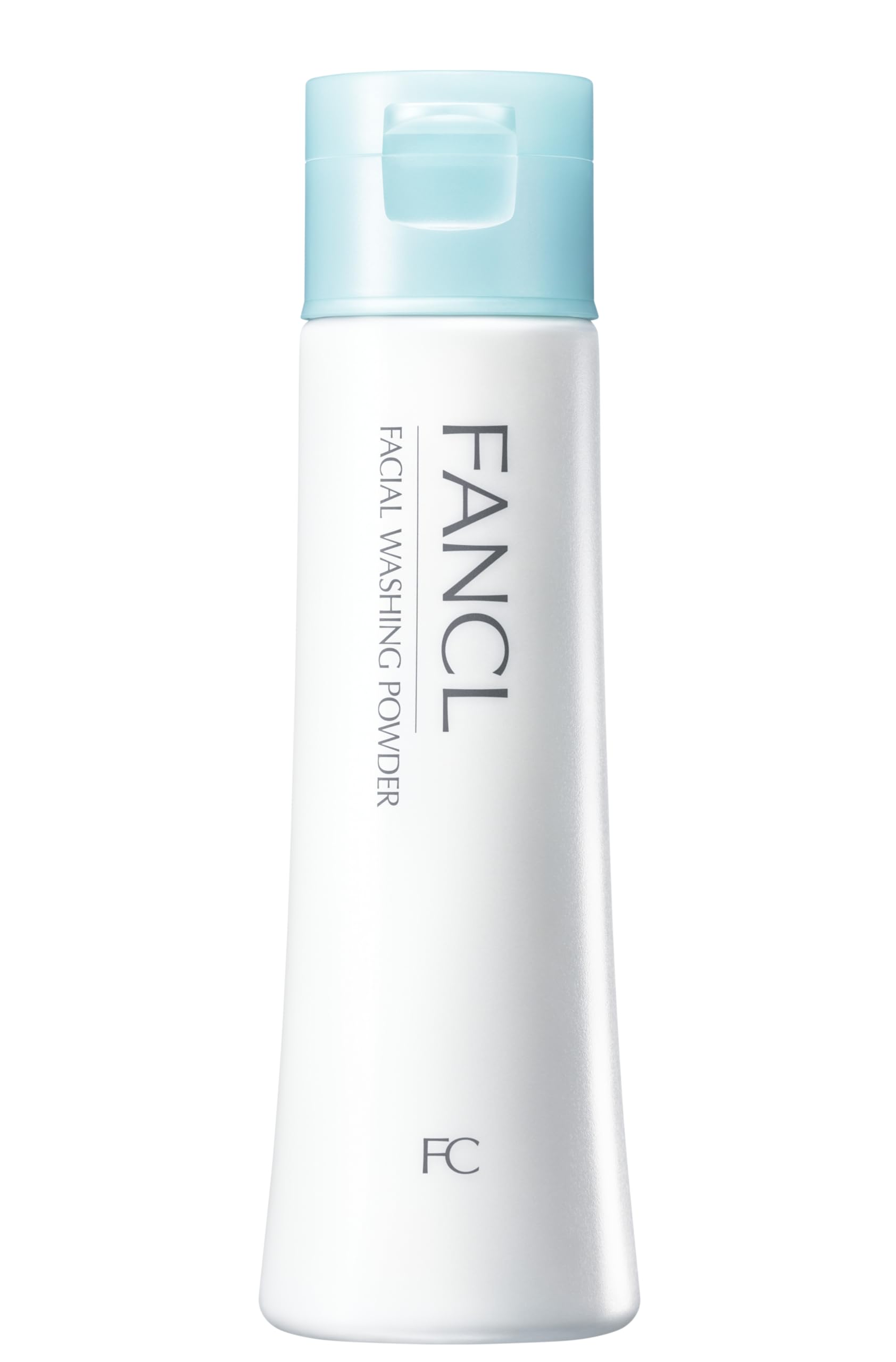 FANCL Facial Cleansing Powder bottle pour showing controlled dispensing for gentle cleansing and dirt lifting