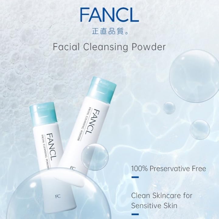 FANCL Facial Cleansing Powder scoop-dispense close-up for precise powder dose and consistent cleansing