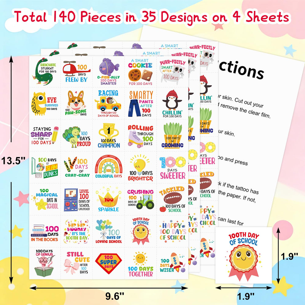 Fancy Land 100 Days Tattoos dinosaur designs add playful learning incentives.