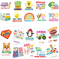 Fancy Land 100 Days Tattoos sheets show assorted designs for quick classroom rewards.