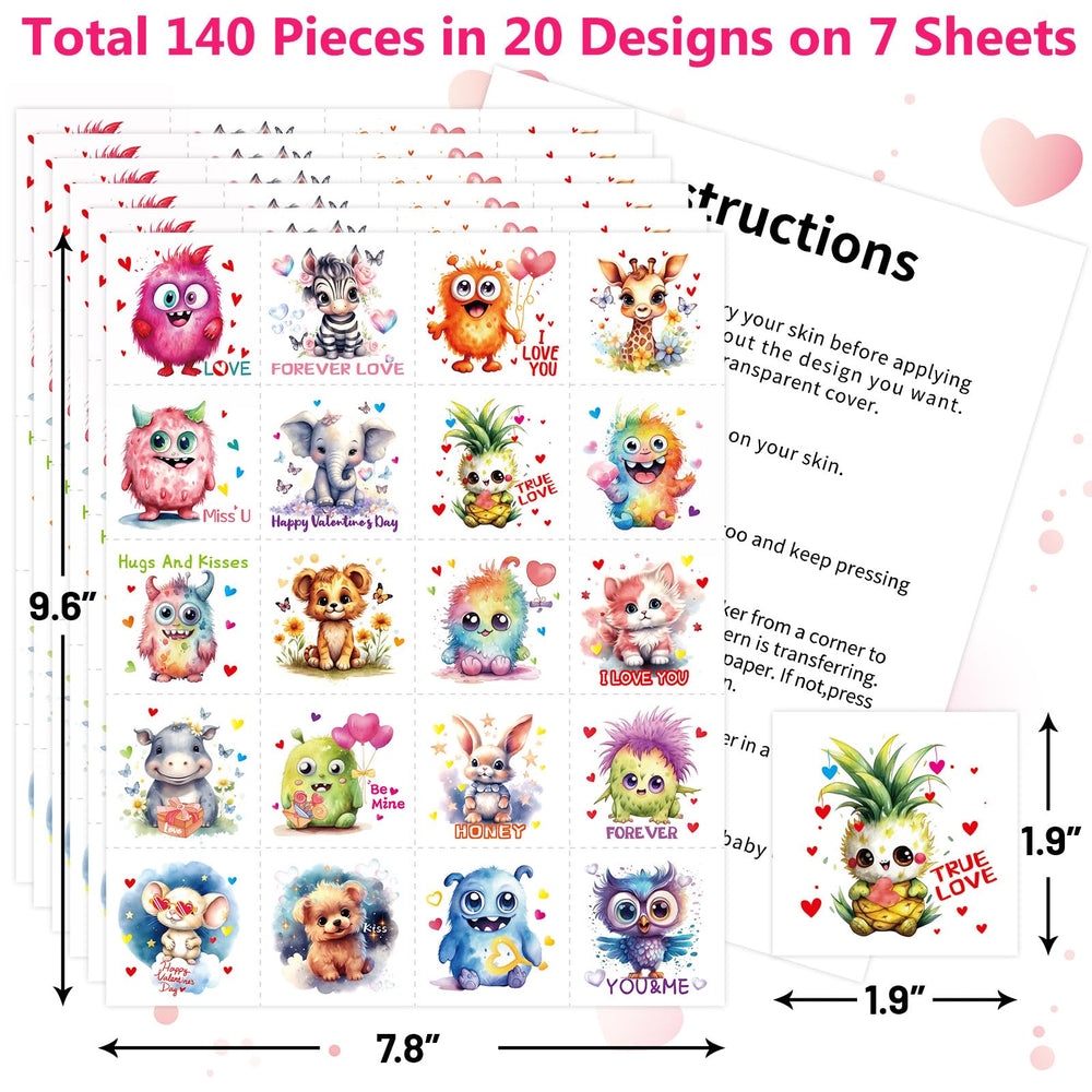 Fancy Land Valentine tattoos with animal designs ideal as party favors