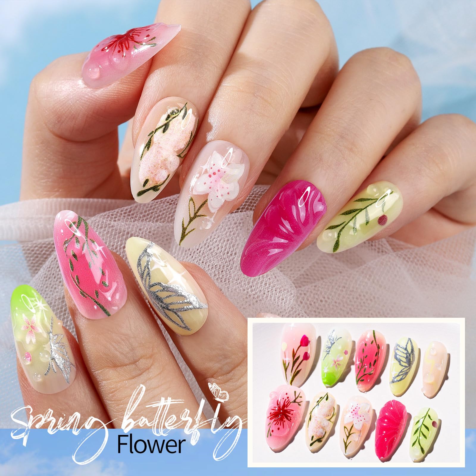 Fandamei almond nails closeup showing natural blend and fit