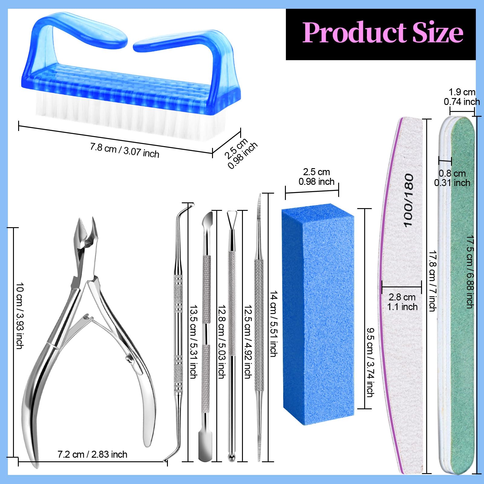 Fandamei blue nail brush for quick nail cleaning after filing
