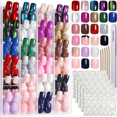 FANDAMEI cat eye nails set with shifting light for chic evening looks.