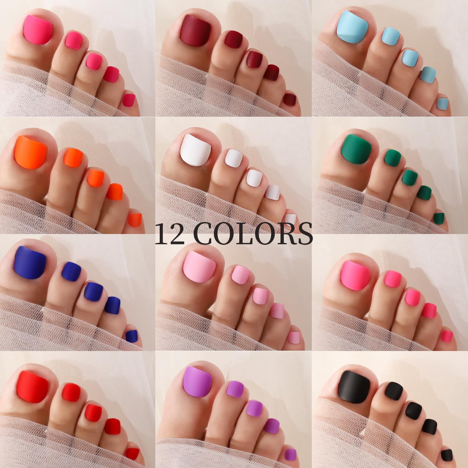 FANDAMEI DIY toe nail art ideas using matte tips and decorations.