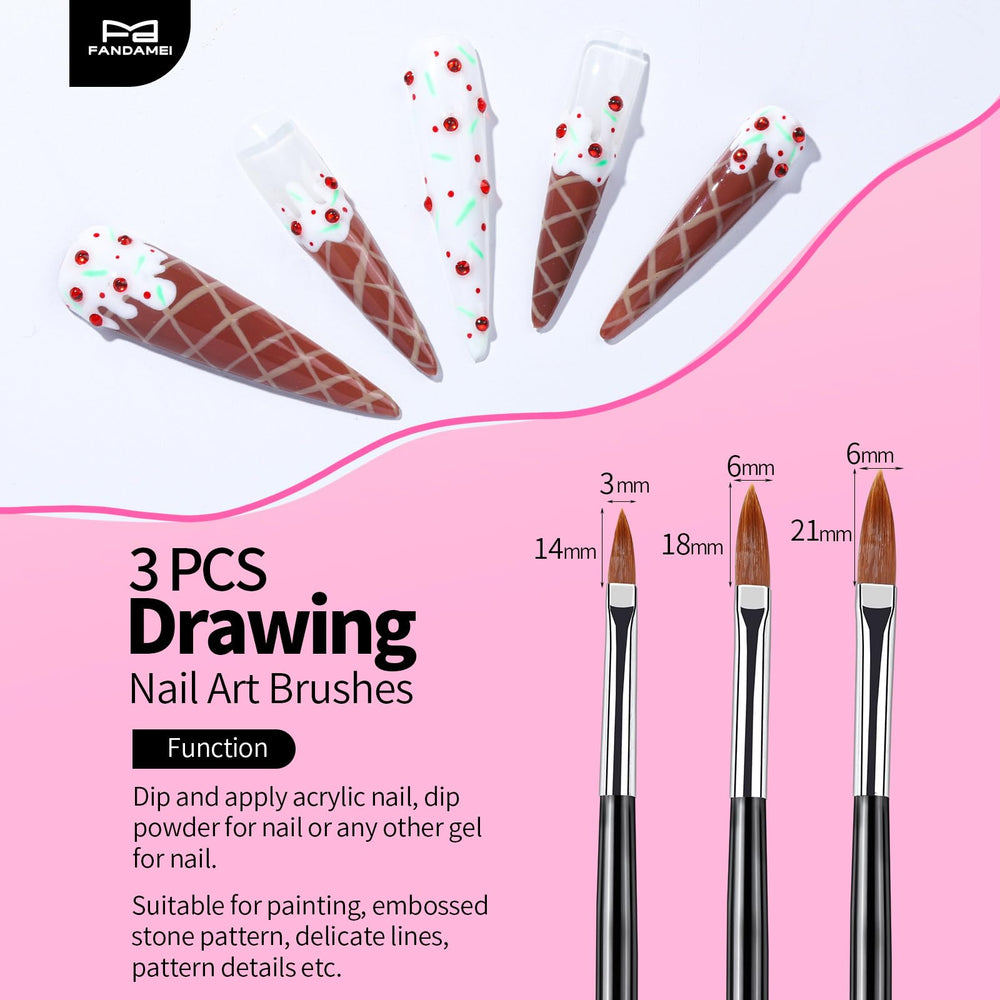 FANDAMEI drawing nail art brush for delicate lines and textures