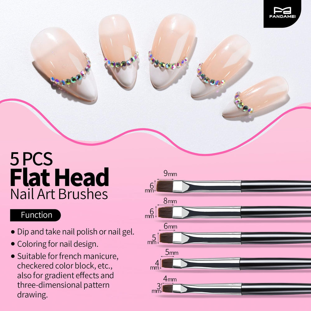 FANDAMEI flat head nail art brush ideal for french tips and gradients