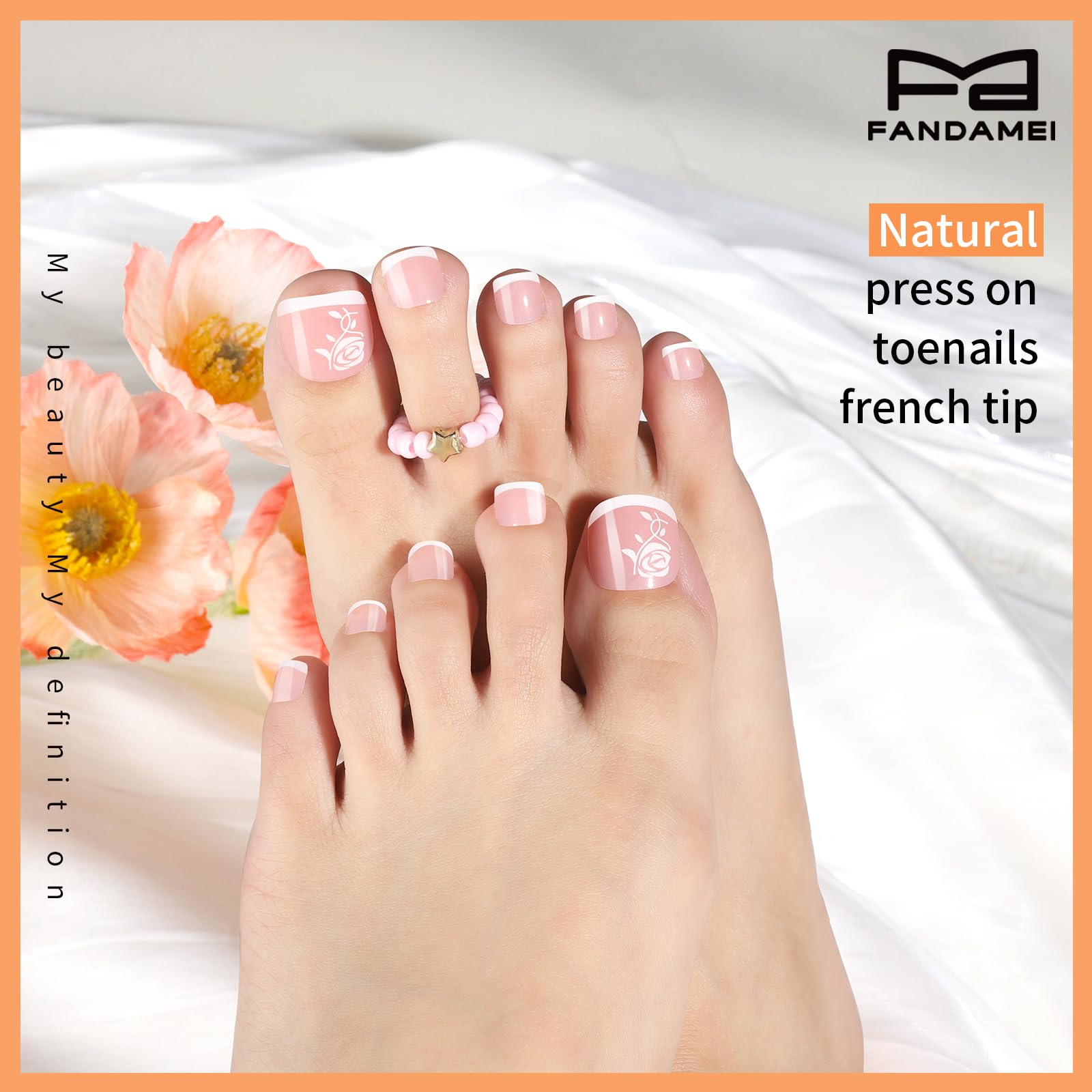 FANDAMEI French tip press-ons create elegant nail art.