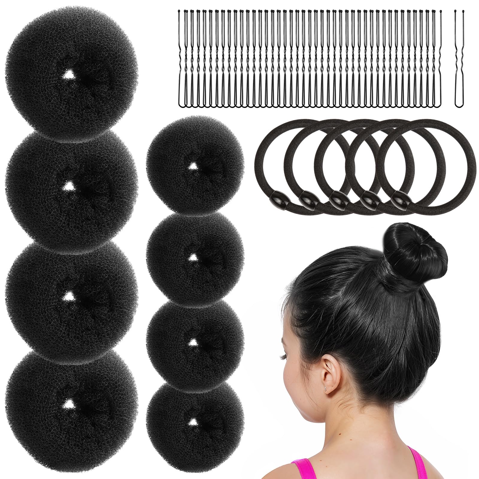 Fandamei 8-piece bun maker set for kids creates quick neat buns