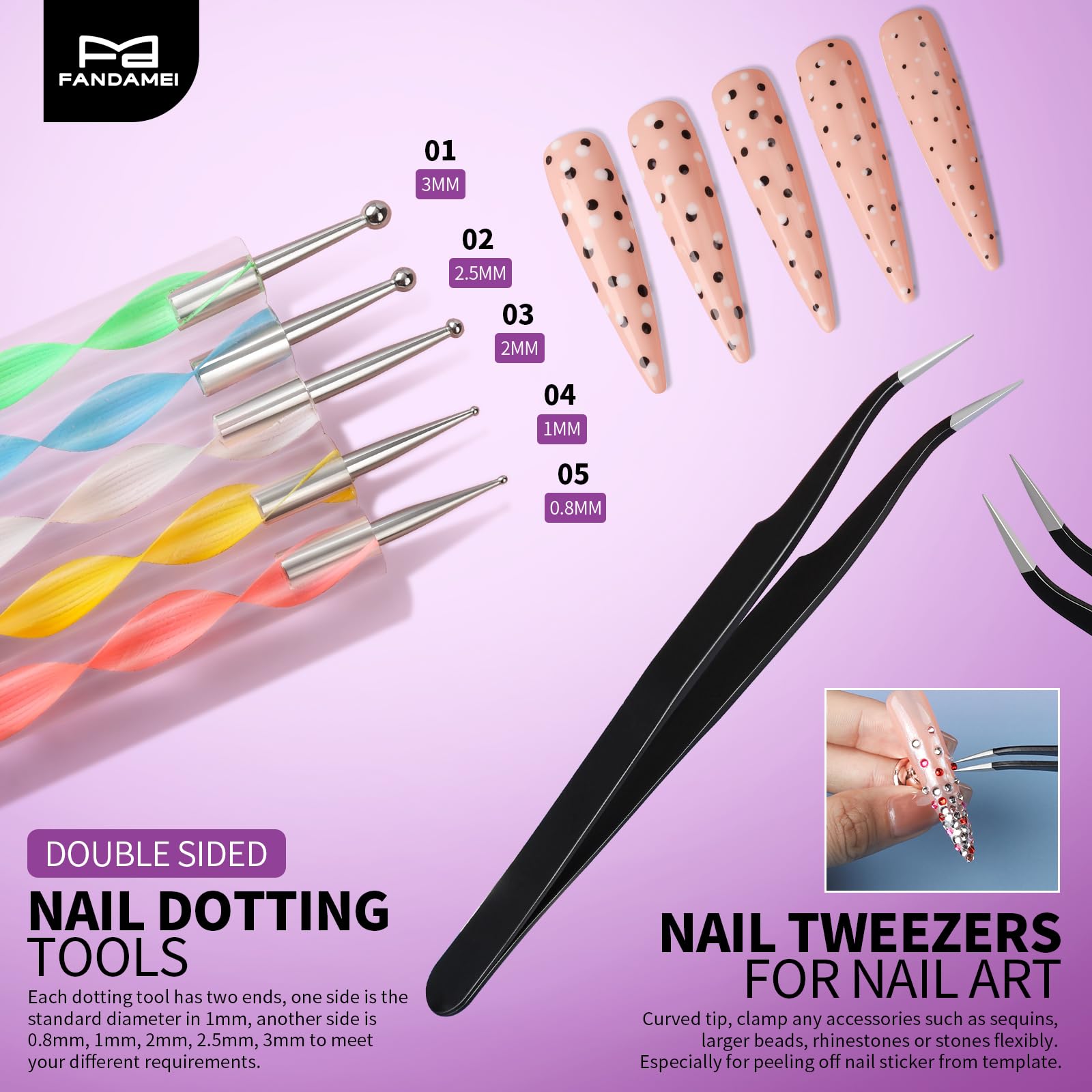 Fandamei magnetic nail stands set for stable nail tips.