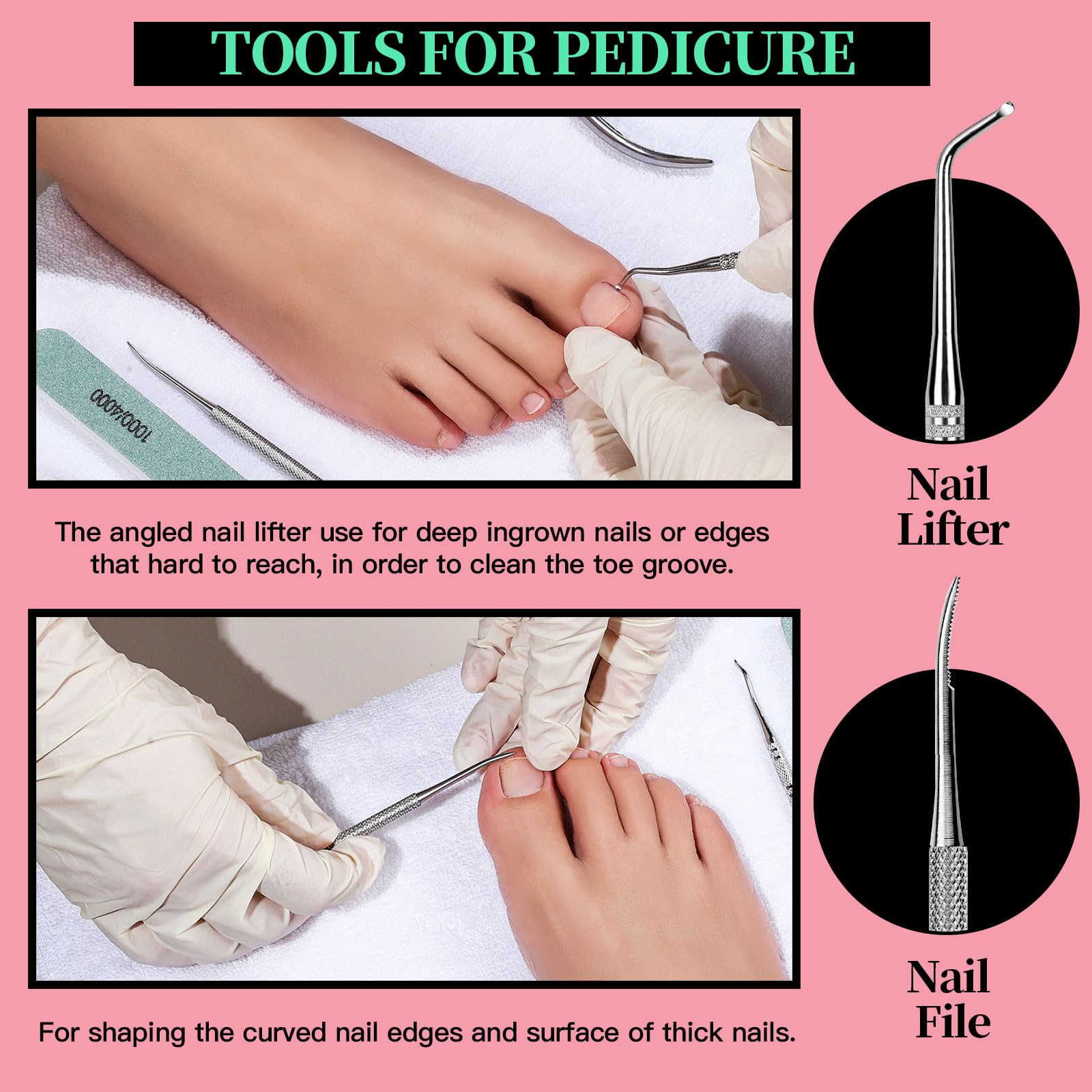 Fandamei cuticle pusher with dual ends for residue removal and push.