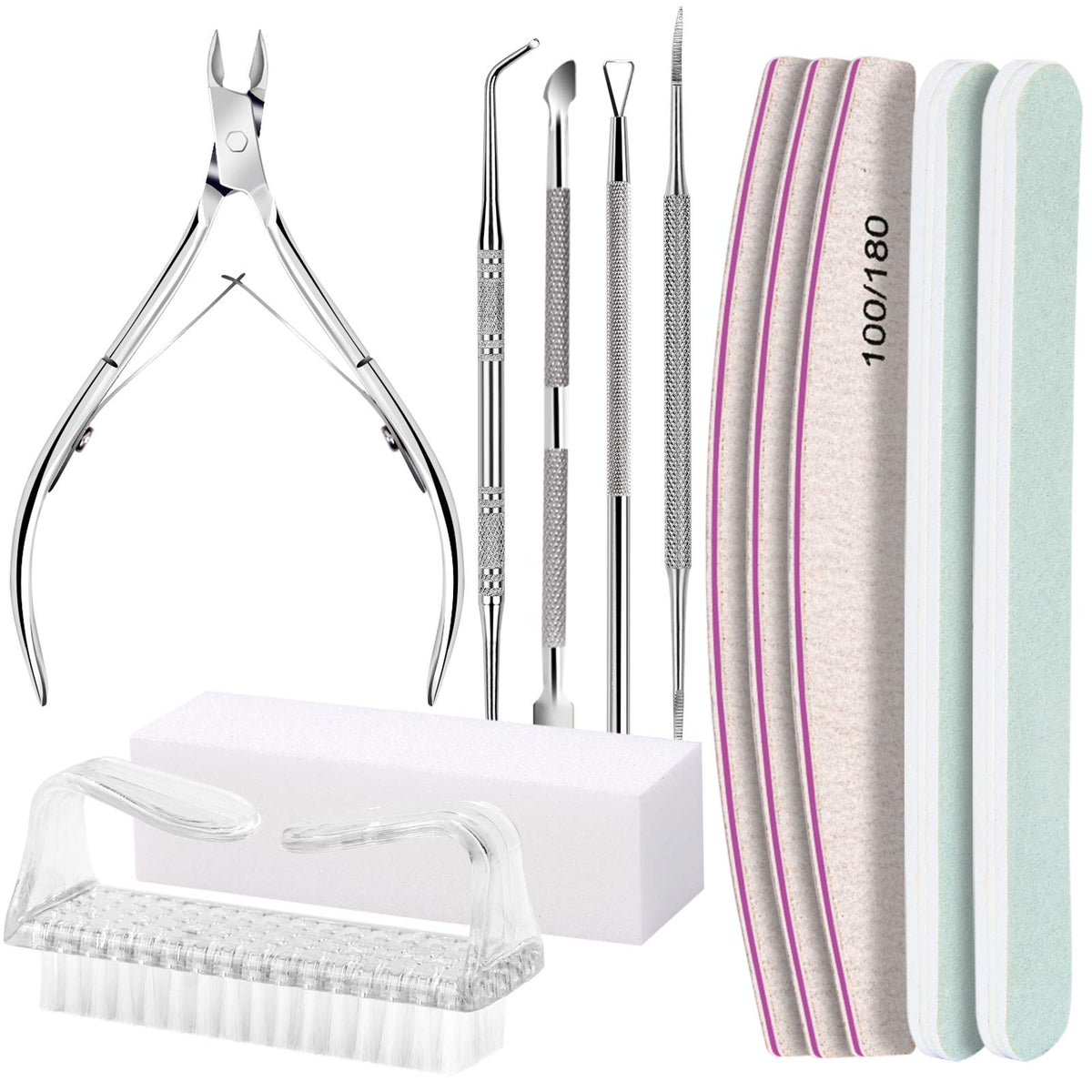 Fandamei manicure kit nail files 100/180 grit for precise shaping and prep.