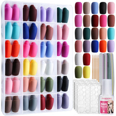 Fandamei matte press-on nails box showing 24-pack assortment for quick at-home manicures