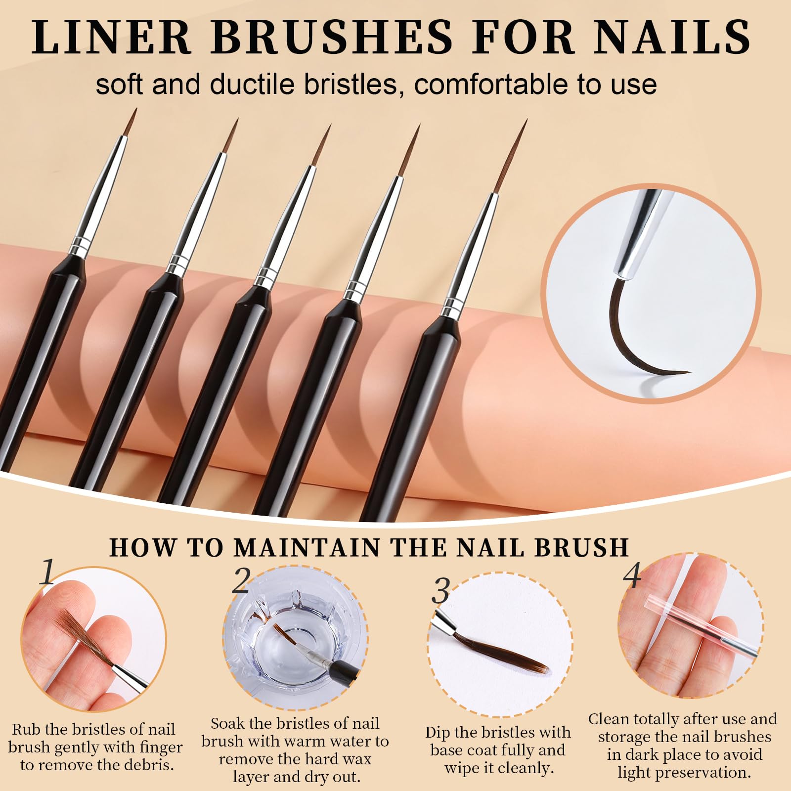Fandamei 11mm liner brush for longer lines and smooth strokes