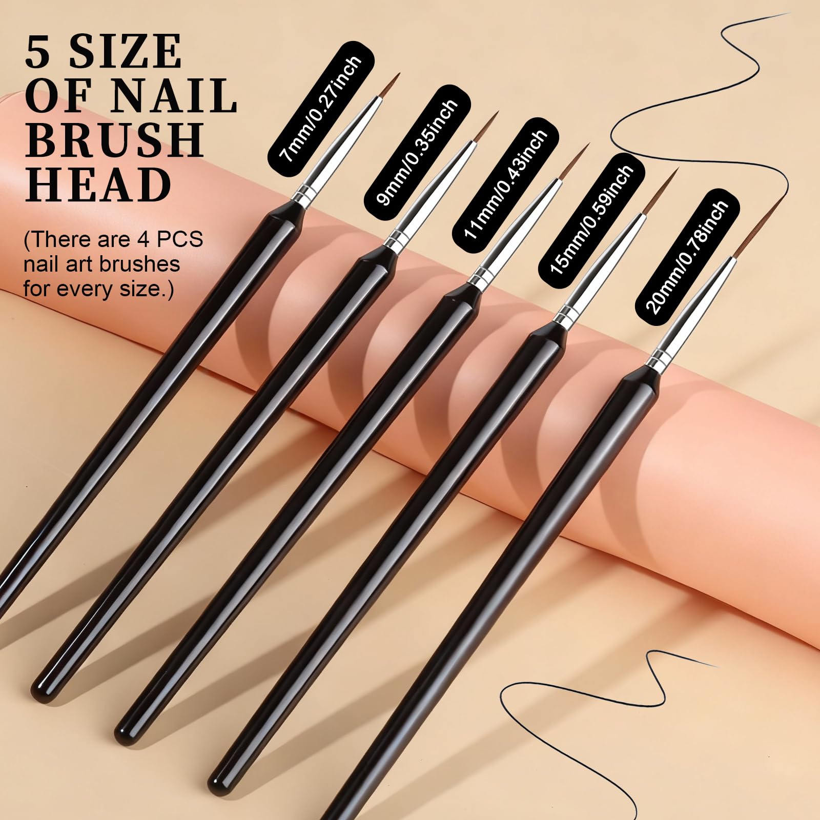 Fandamei 9mm liner brush ideal for delicate lines and accents