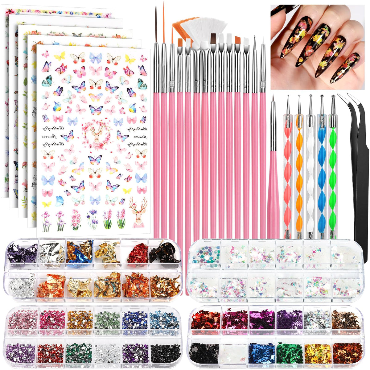 Fandamei nail art brushes set for precise, detailed designs on nails.