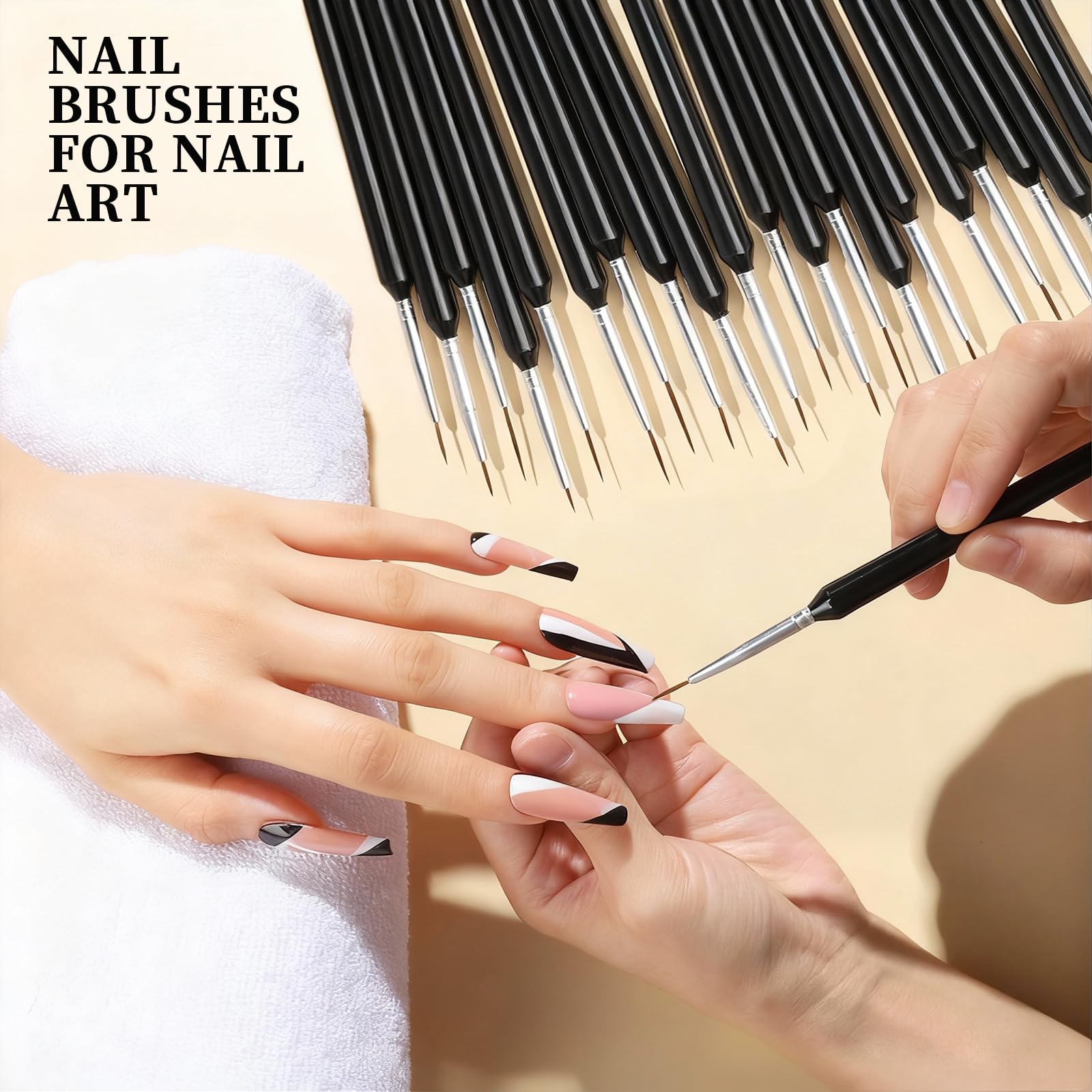 Fandamei 20-piece nail art brush set for versatile designs