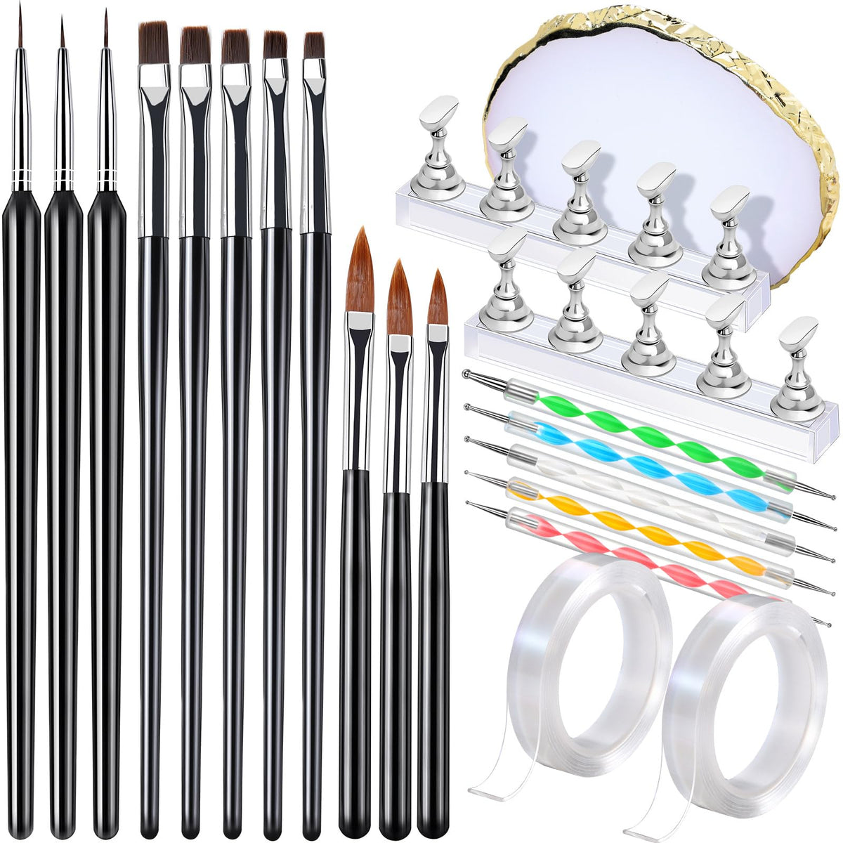 FANDAMEI nail brush set with stand for professional-looking nail art at home