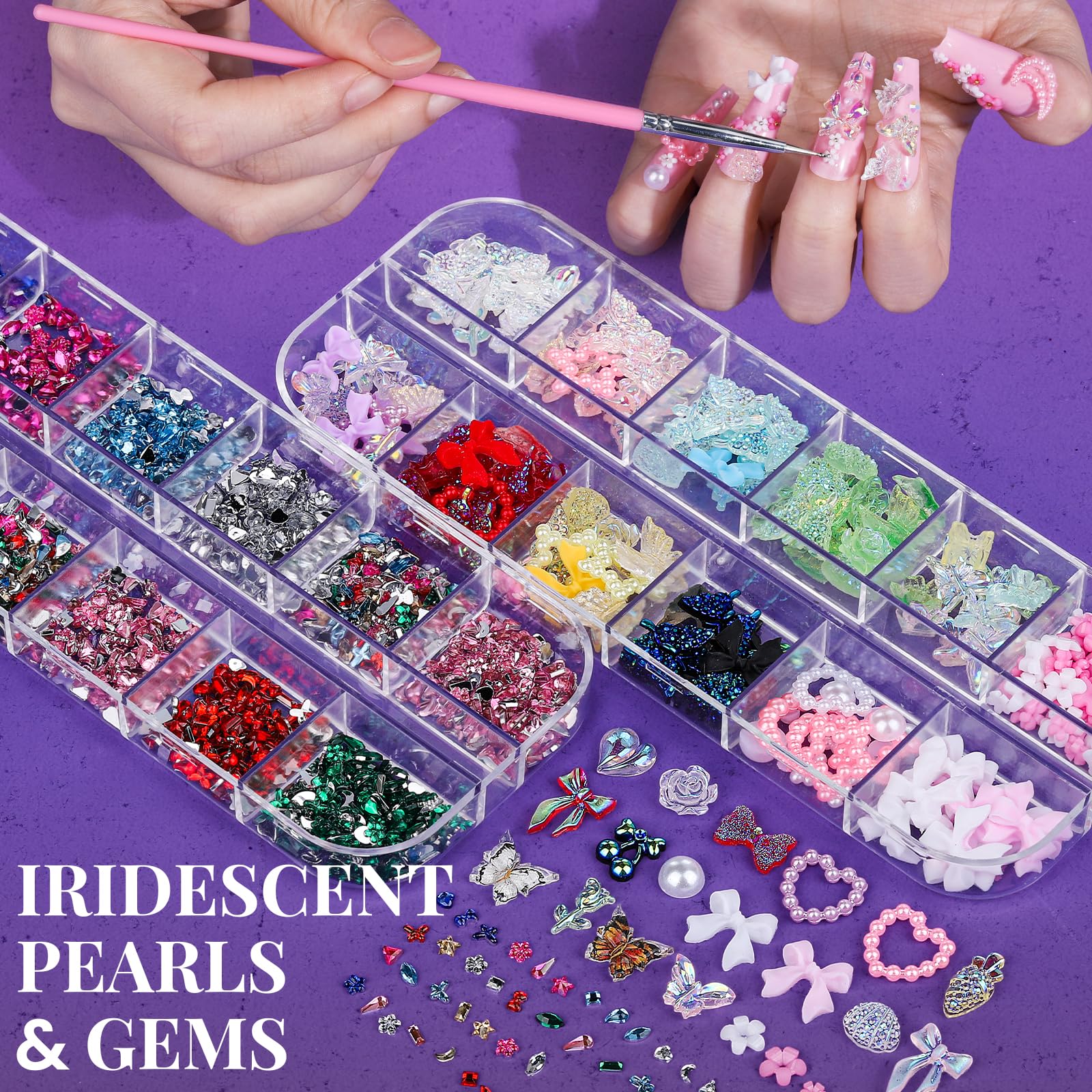 Fandamei pink nail brushes in varied shapes for precise patterns.