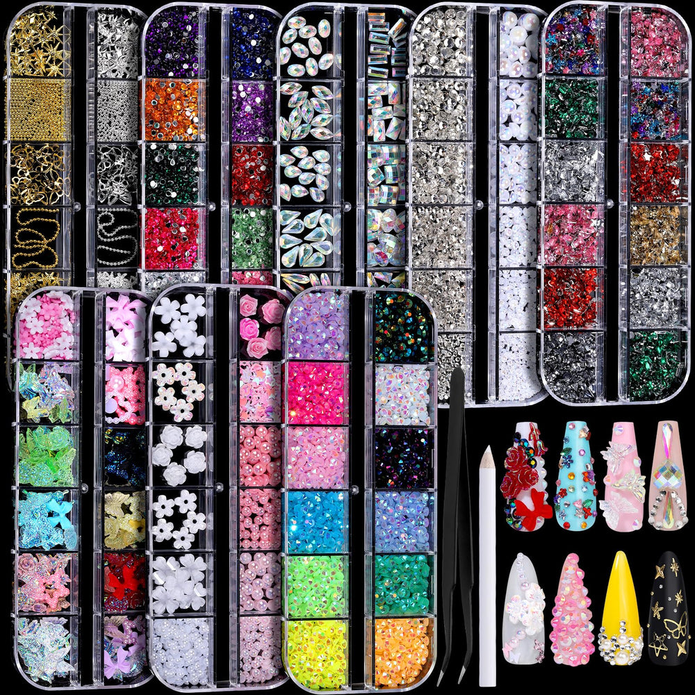 Fandamei nail charms kit with diverse shapes for standout nails