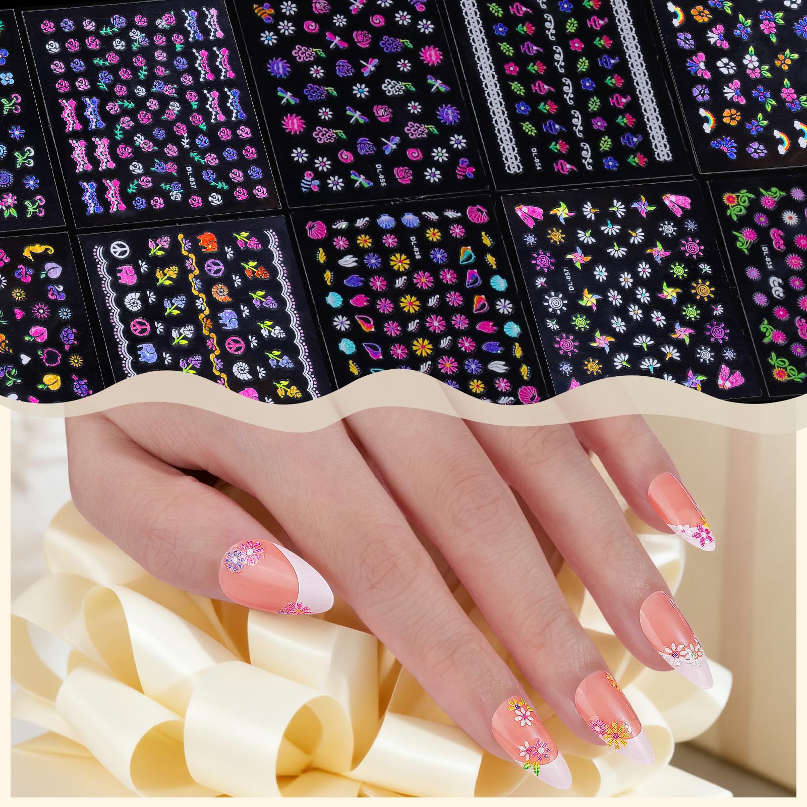 Fandamei pastel hearts and lollipops decals add sweet charm to nails