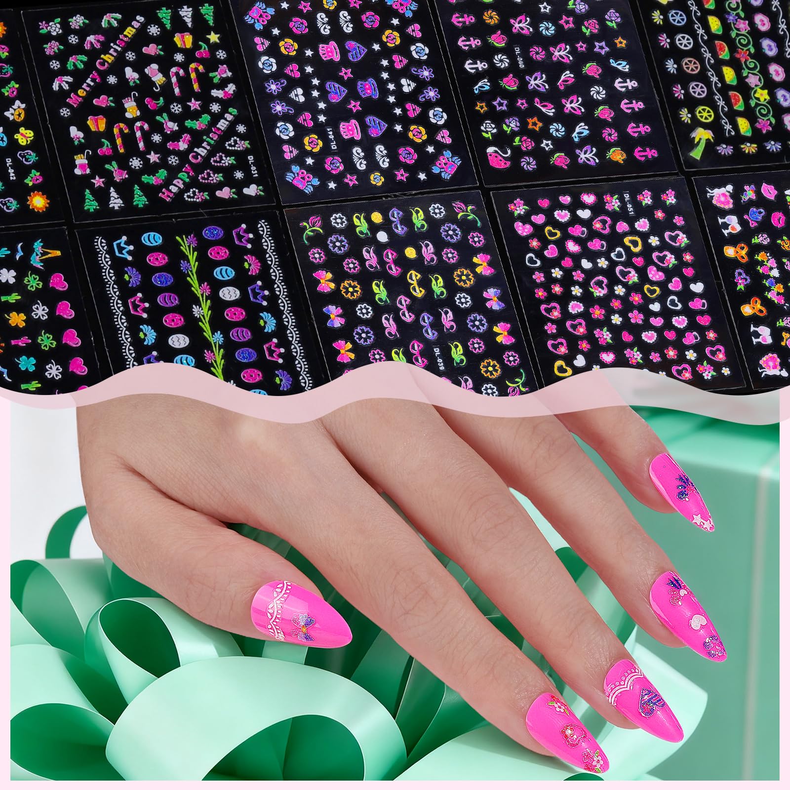 Fandamei seashells and coconut tree decals for a beachy manicure look