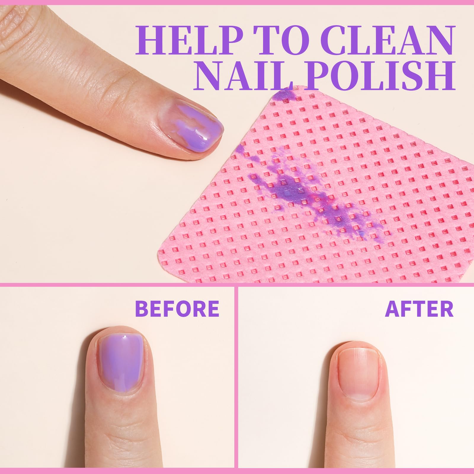 Fandamei nail wipes cleaning nail surfaces and top coats.