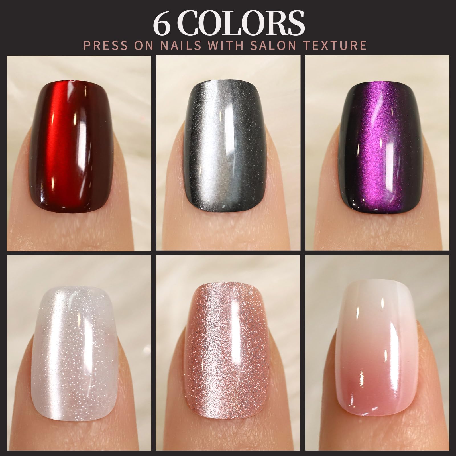 Fandamei short square nails offer six styles for quick, long-lasting manicure at home