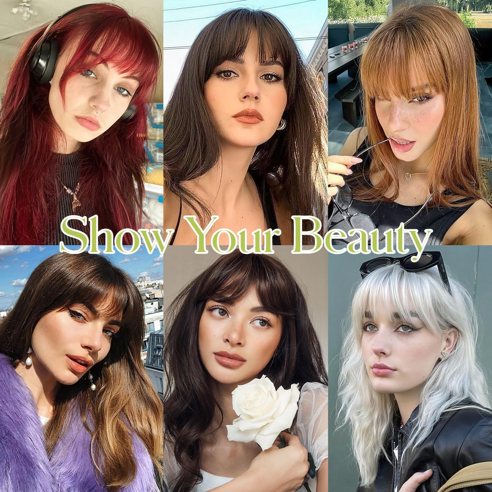 Fanguilar bangs clip quick style for daily or special occasions.