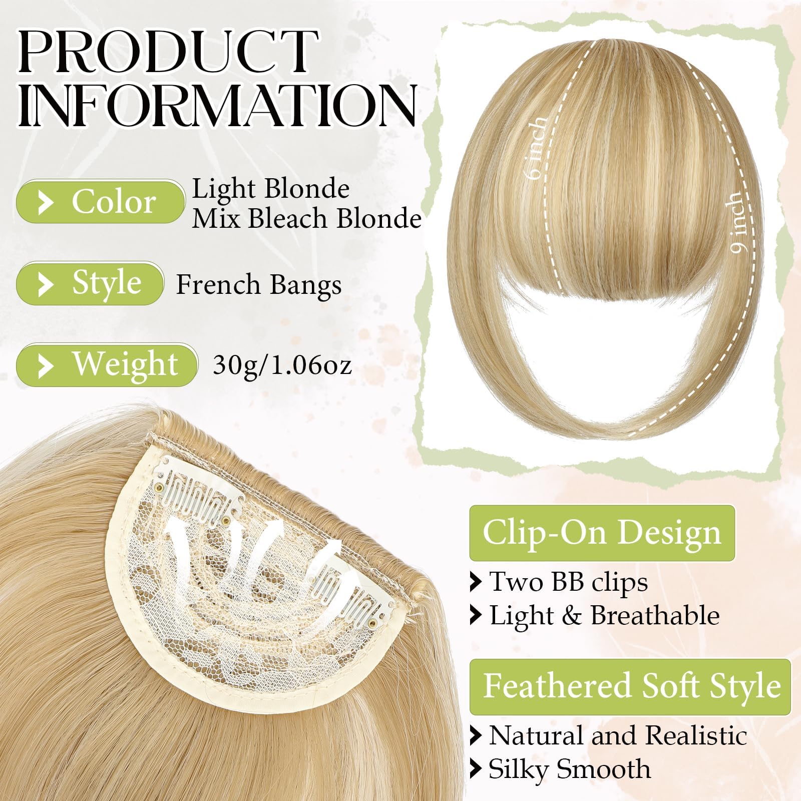 Fanguilar bangs clip temples cover contours for balanced look.