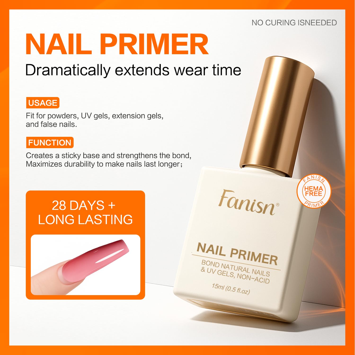 Fanisn acid-free primer shown, promoting stronger, longer-lasting adhesion.