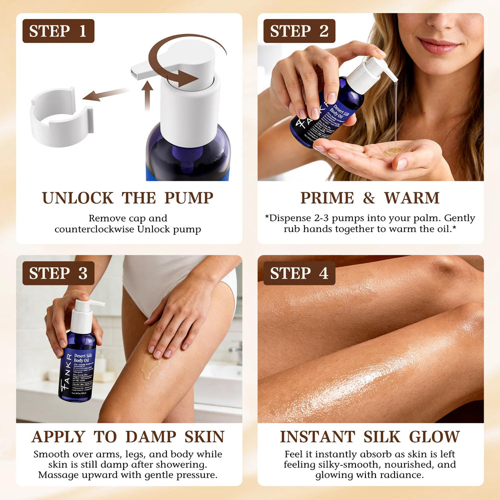 Fankr Desert Silk Oil bottle pump for easy dispensing.