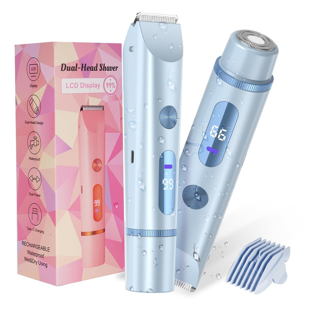 FANKRUAI bikini trimmer blue front view showing ergonomic design for comfortable grooming