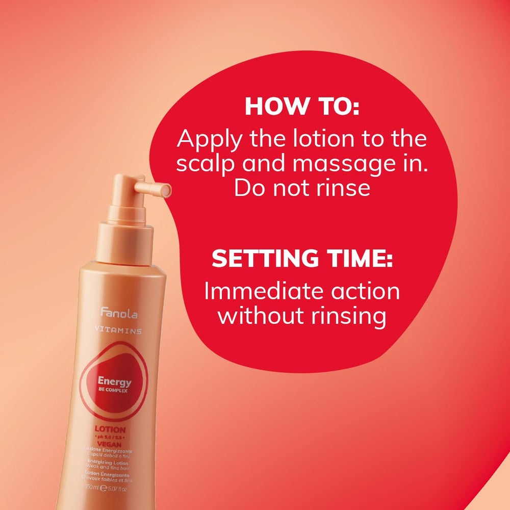Fanola Energizing Dry Scalp Lotion hand massage shows lightweight texture absorbing into scalp