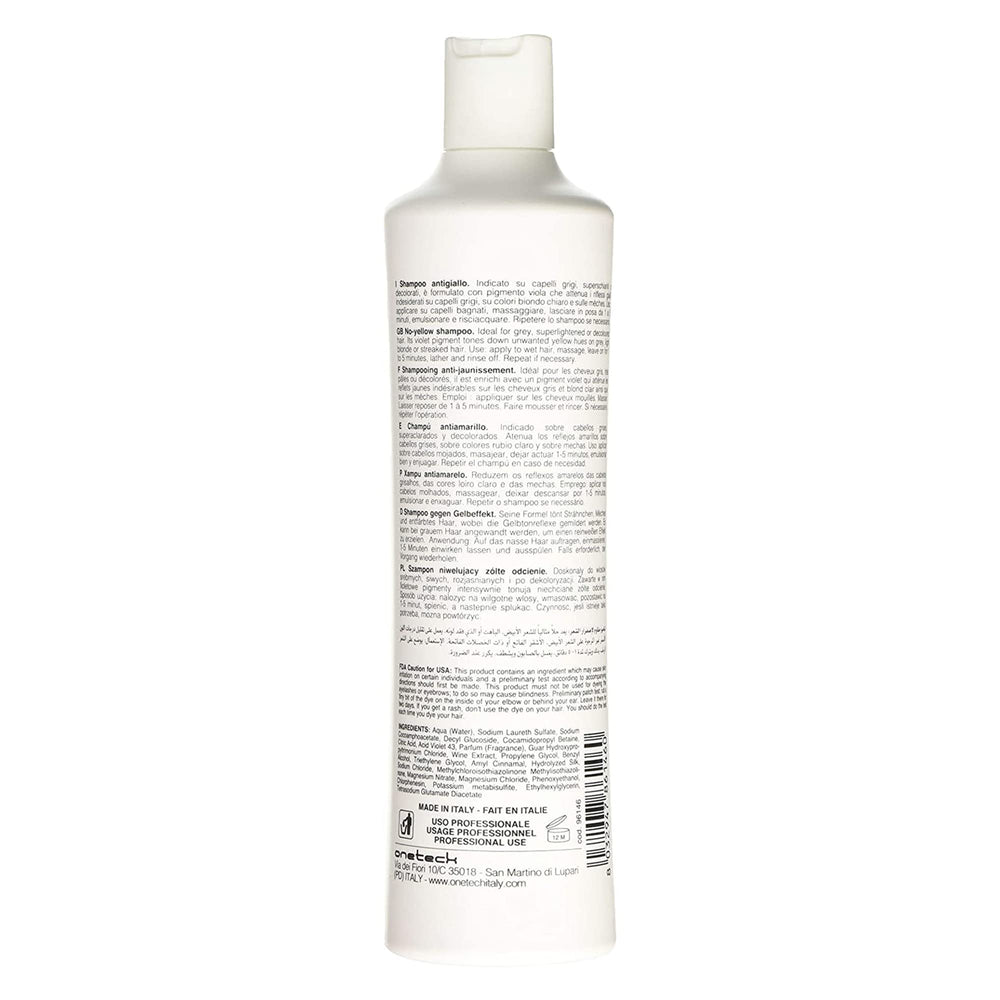 Fanola No Yellow mask tub with color-depositing formula for even blonde shade.