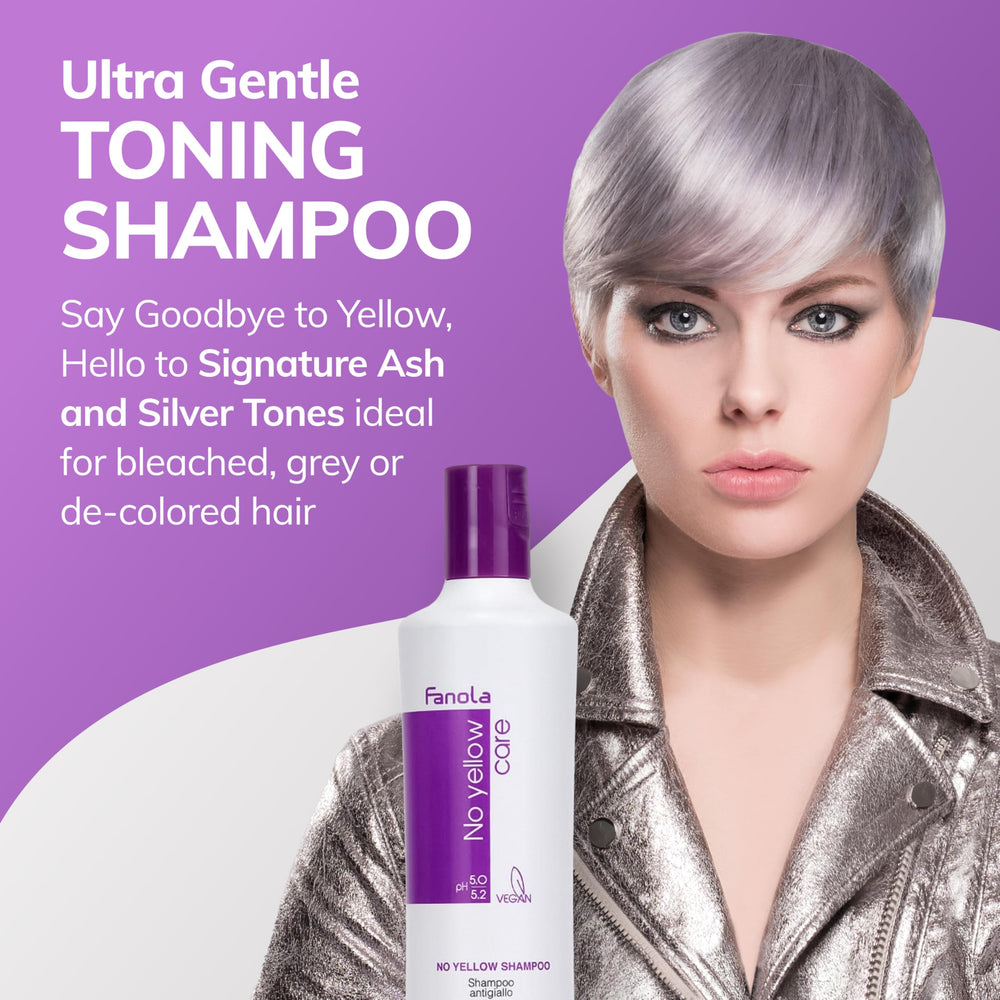 Fanola No Yellow neutralizes yellow tones for balanced hair color.