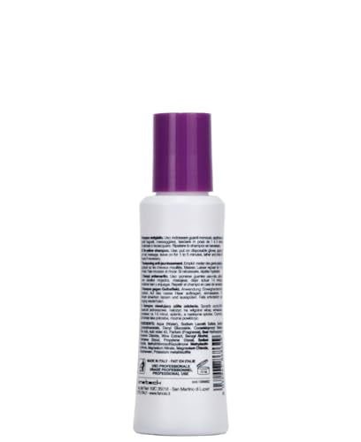 Fanola No Yellow Shampoo travel size bottle front highlighting violet pigments for gray and light hair.