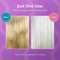 Violet pigment swirl in Fanola No Yellow neutralizes brassiness for cooler tones.