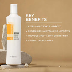 Argan oil droplets seen in Fanola Nutri Care formula for elasticity.