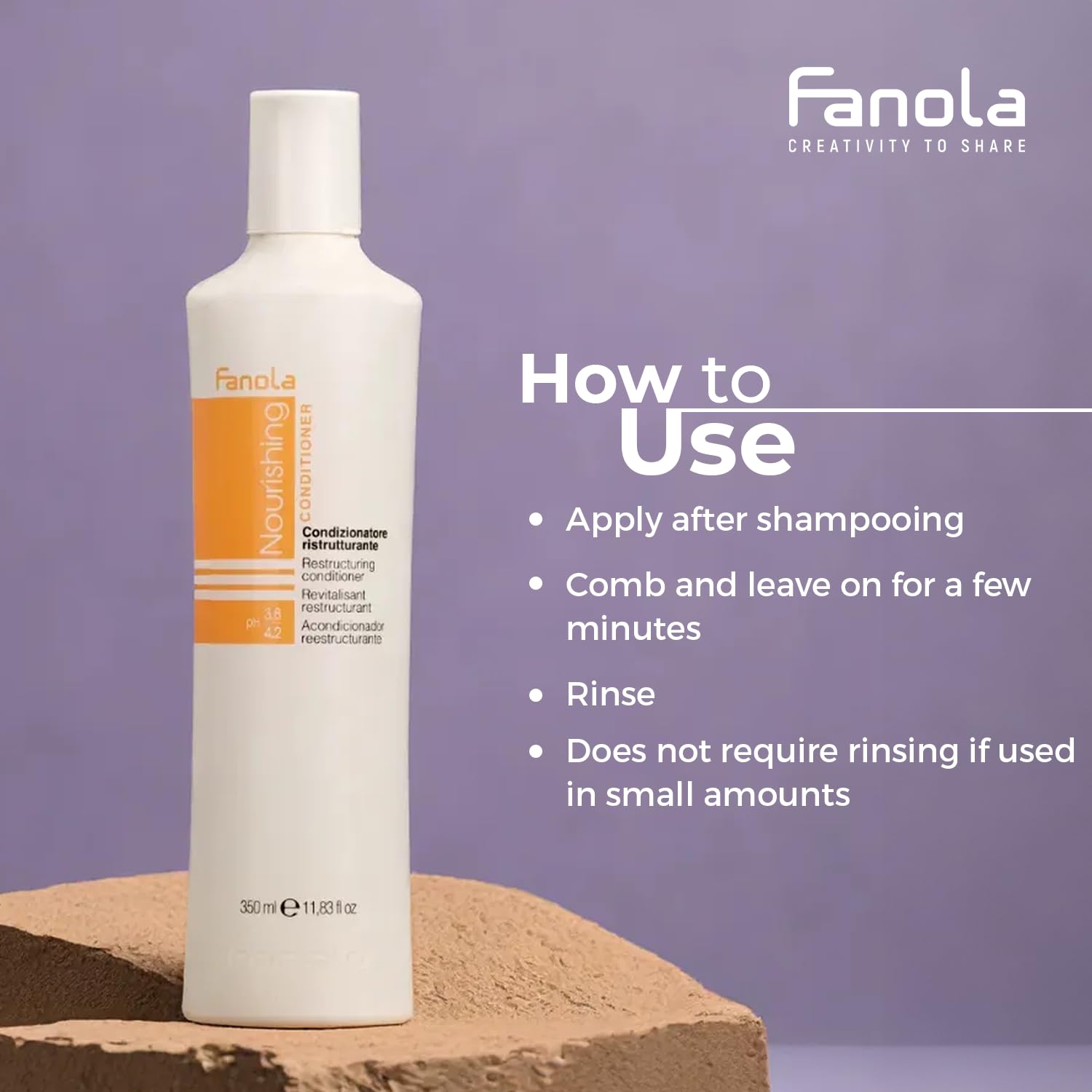 Creamy texture of Fanola Nutri Care conditioner for deep nourishment.