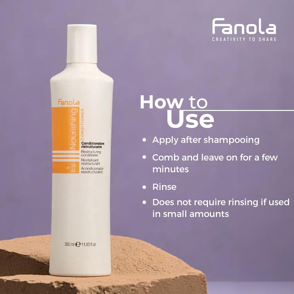 Creamy texture of Fanola Nutri Care conditioner for deep nourishment.