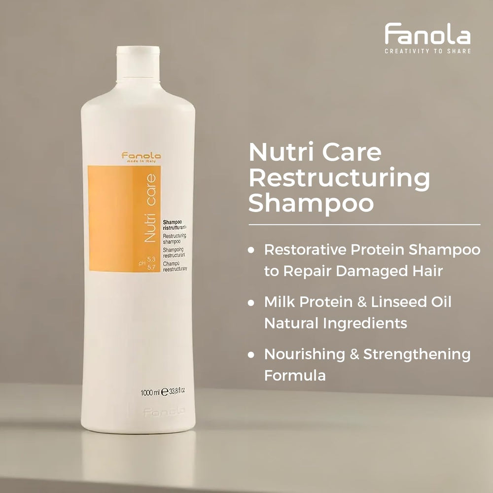 Bathroom scene with Fanola Nutri Care Shampoo beside conditioner