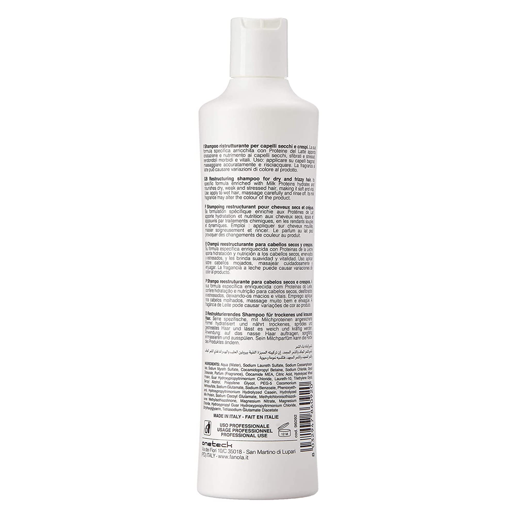 Fanola Restructuring Shampoo frizz-control-shine highlights smoother, more manageable hair.
