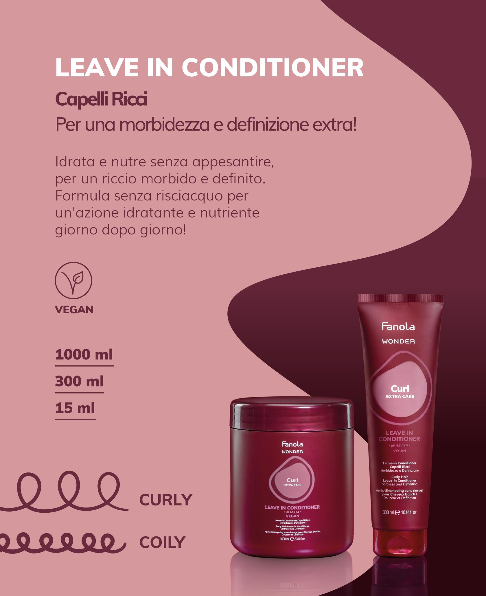 Fanola Wonder lightweight cream application showing easy curl styling