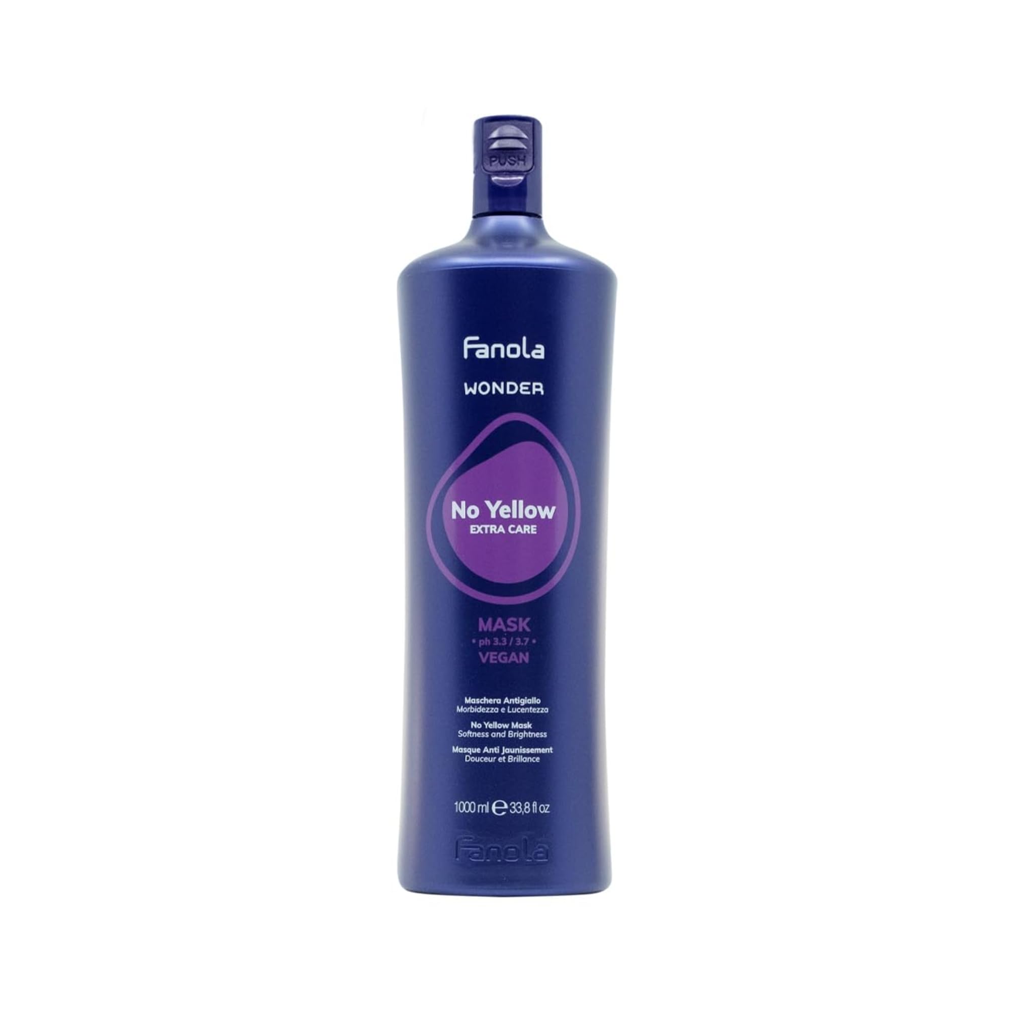 Fanola Wonder No Yellow purple hair mask jar front showing vibrant violet pigment for brassy tones.