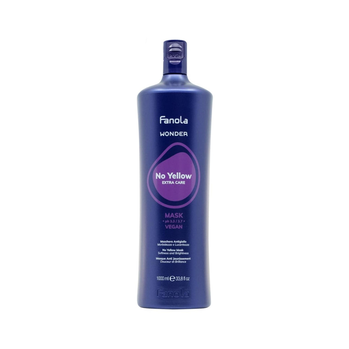 Fanola Wonder No Yellow purple hair mask jar front showing vibrant violet pigment for brassy tones.