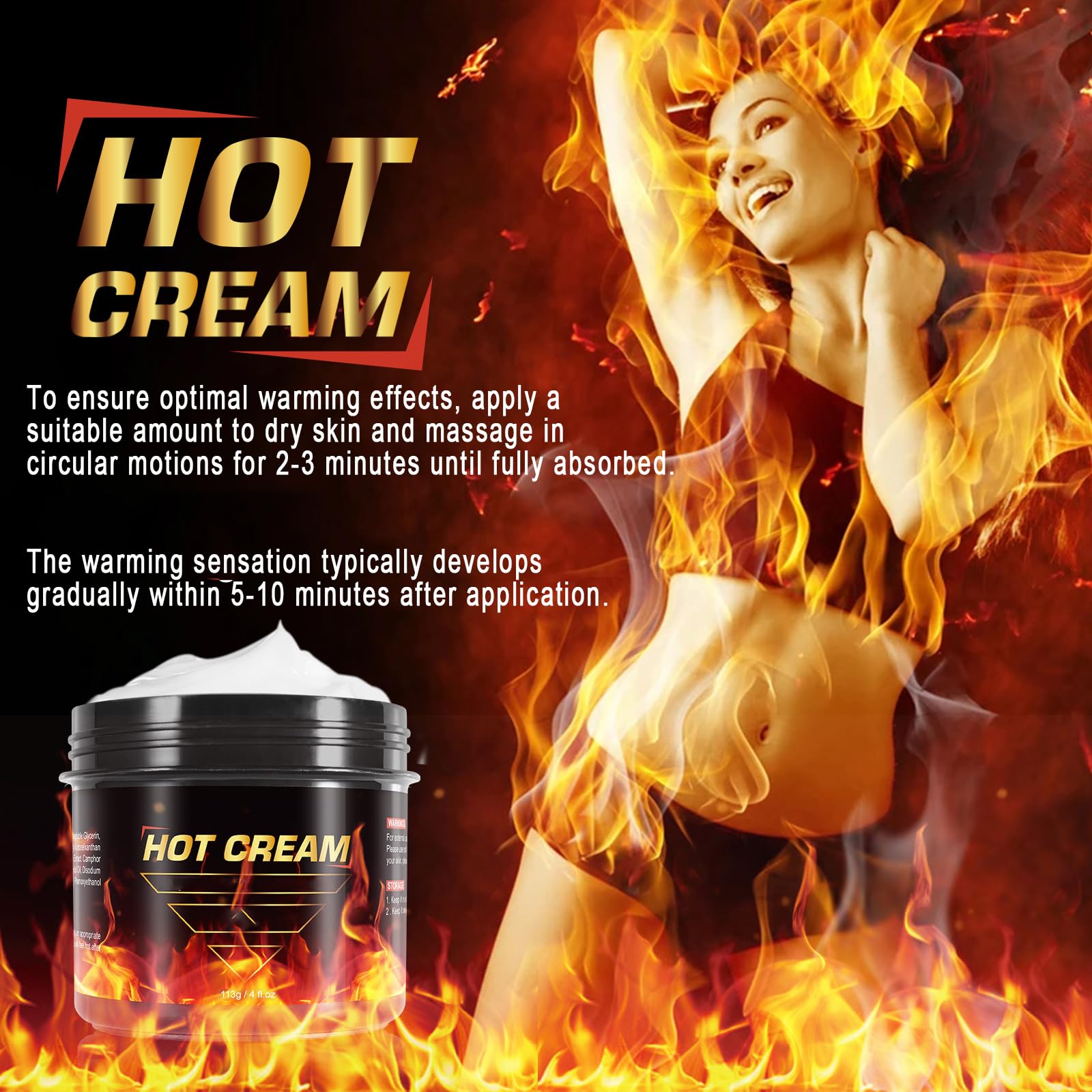 FANSHI Hot Sweat Cream being massaged before workouts for quick warming.