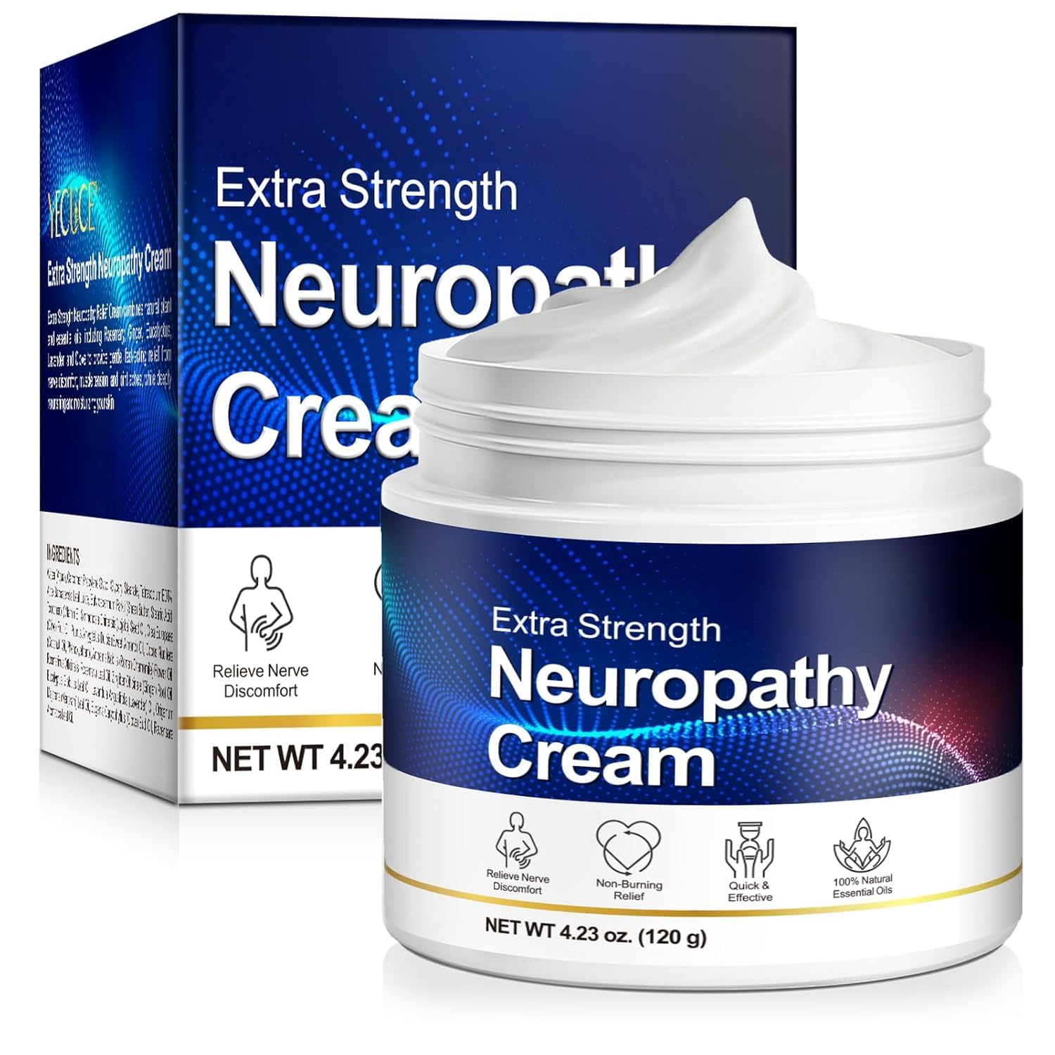 Fanshi Nerve Relief Cream jar closeup showing soothing texture for tired muscles.