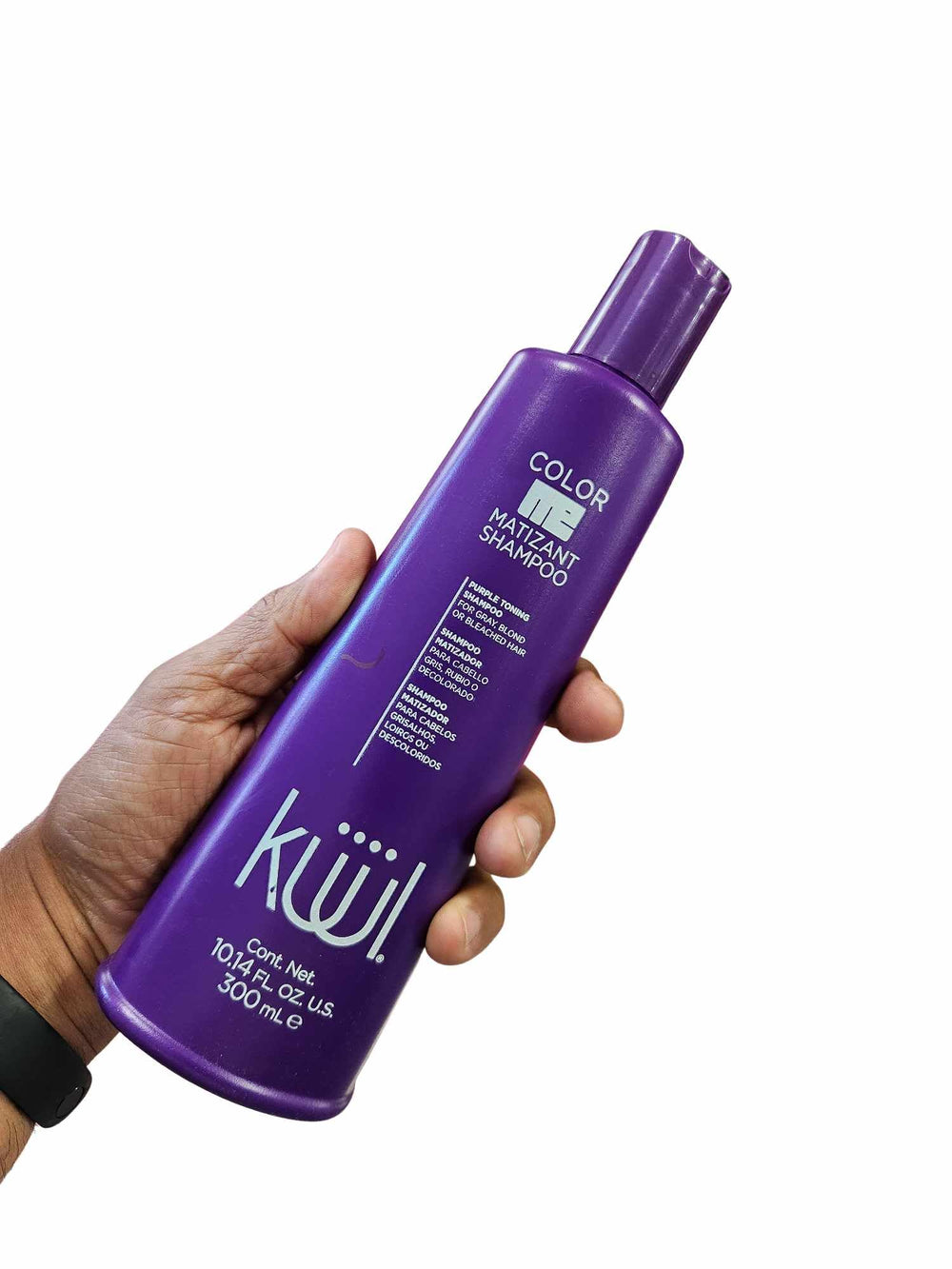 Fantasy Nails Kuul Color Me Matizant Shampoo close-up, purple lather brightening blond tones