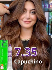 Fantasy Nails Kuul Capuchino application closeup reveals smooth dye deposit.